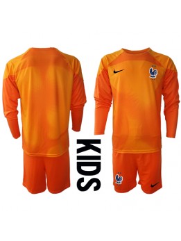 Frankrike Målvakt Replika Hemmakläder Barn VM 2022 Långärmad (+ byxor)